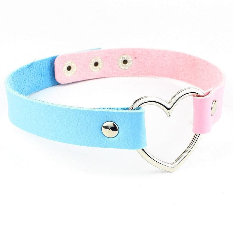 Heart Choker - Blue & Pink Necklace - Femboy Fatale