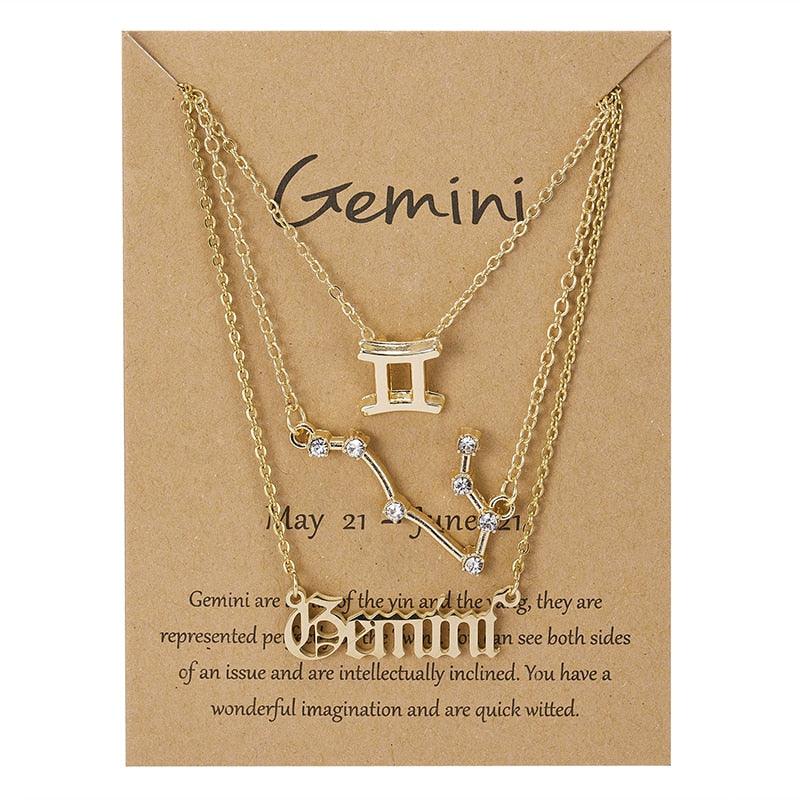 Zodiac 3 Piece Pendant Collection - Gemini - Gold Pendant - Femboy Fatale