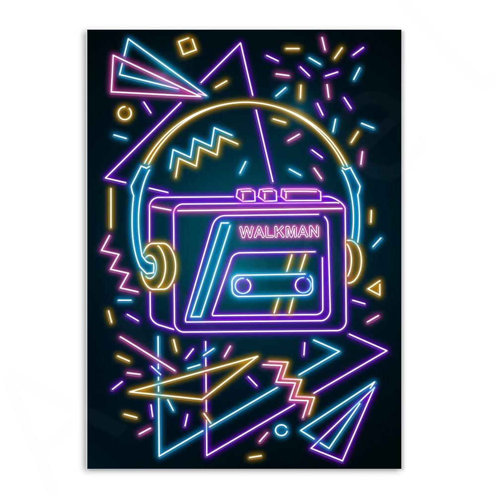 Various Neon Style Canvas Posters [Small Prints] - 21x30cm / Walkman - Femboy Fatale