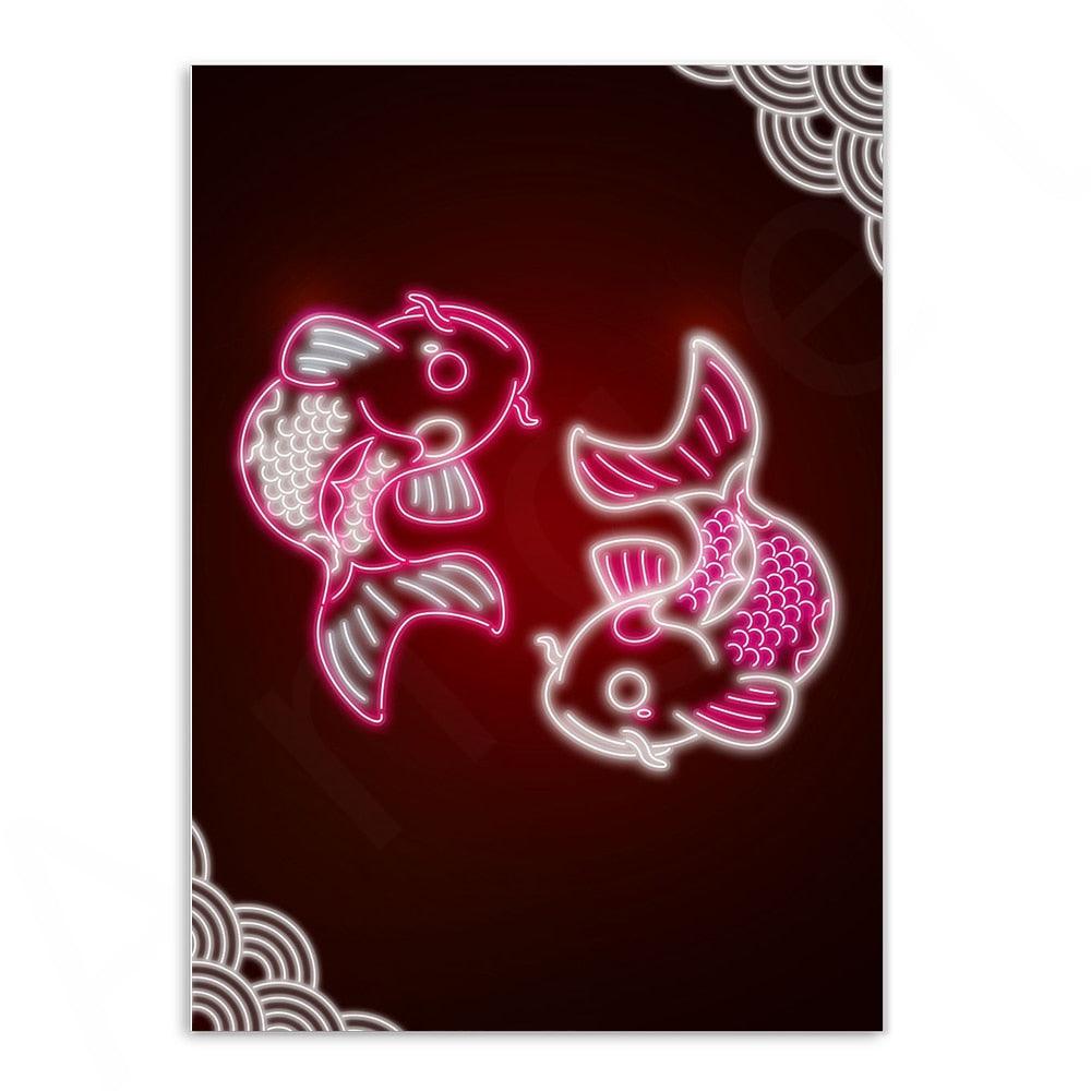 Various Neon Style Canvas Posters [Small Prints] - 21x30cm / Koi 2 - Femboy Fatale