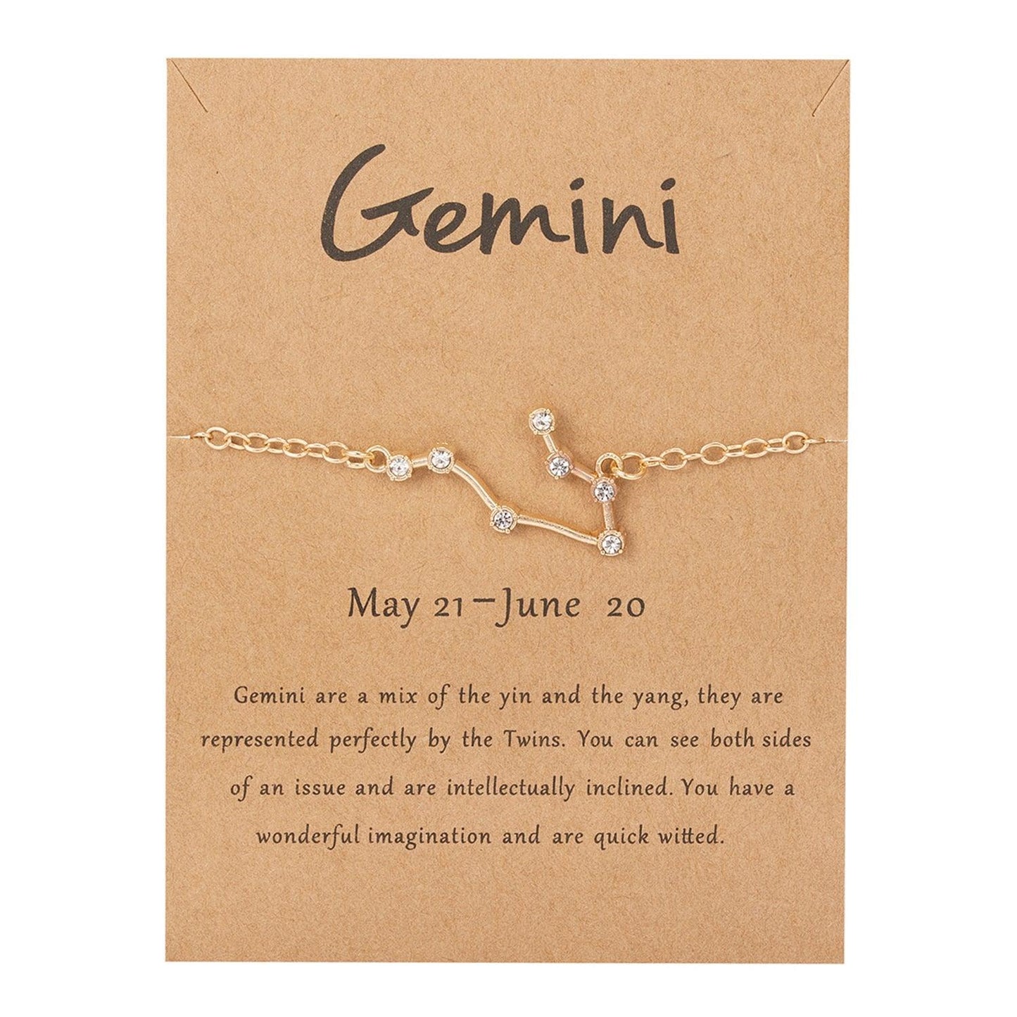 Zodiac Gold Constellation Bracelet - Gemini Bracelet - Femboy Fatale