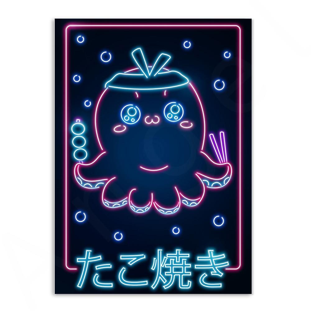 Various Neon Style Canvas Posters [Small Prints] - 21x30cm / Octopus - Femboy Fatale