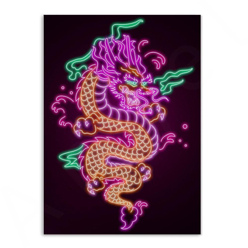 Various Neon Style Canvas Posters [Small Prints] - 21x30cm / Great Dragon 2 - Femboy Fatale