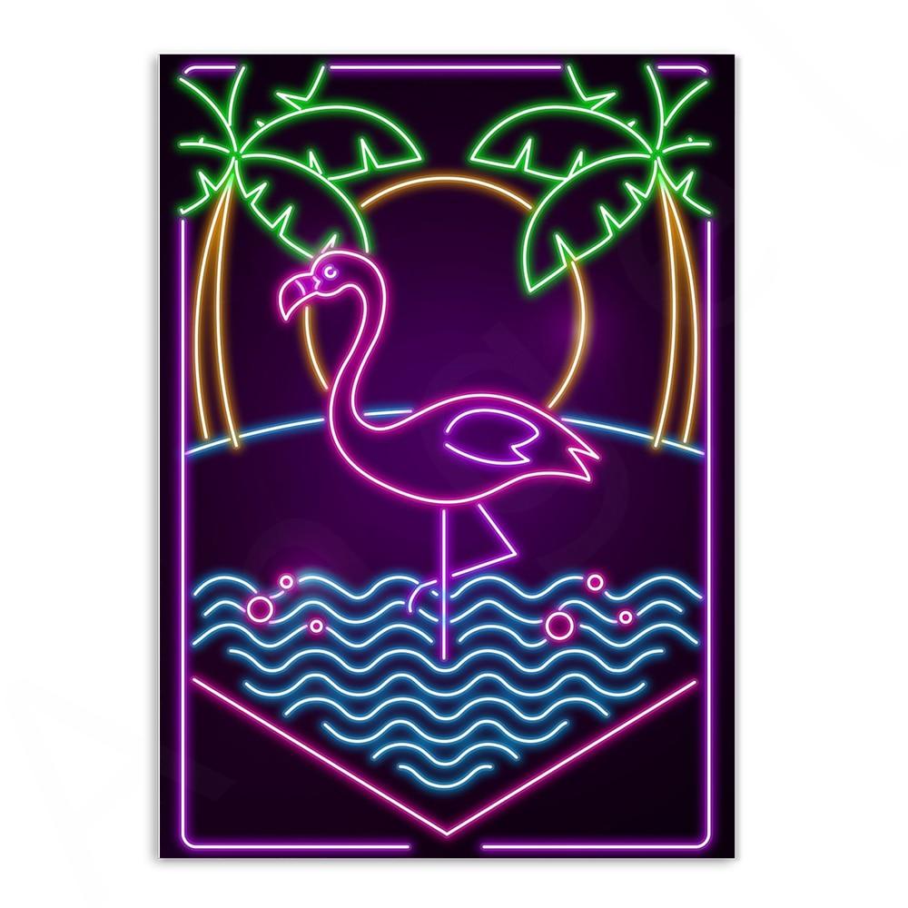 Various Neon Style Canvas Posters [Small Prints] - 21x30cm / Flamingo - Femboy Fatale