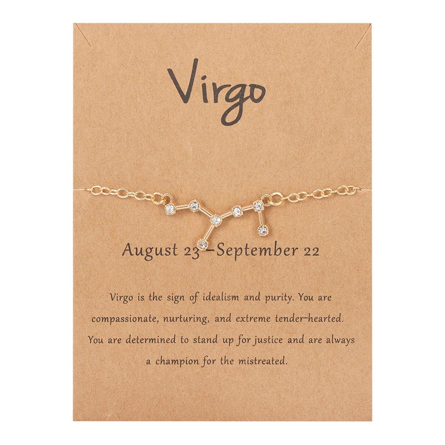 Zodiac Gold Constellation Bracelet - Virgo Bracelet - Femboy Fatale