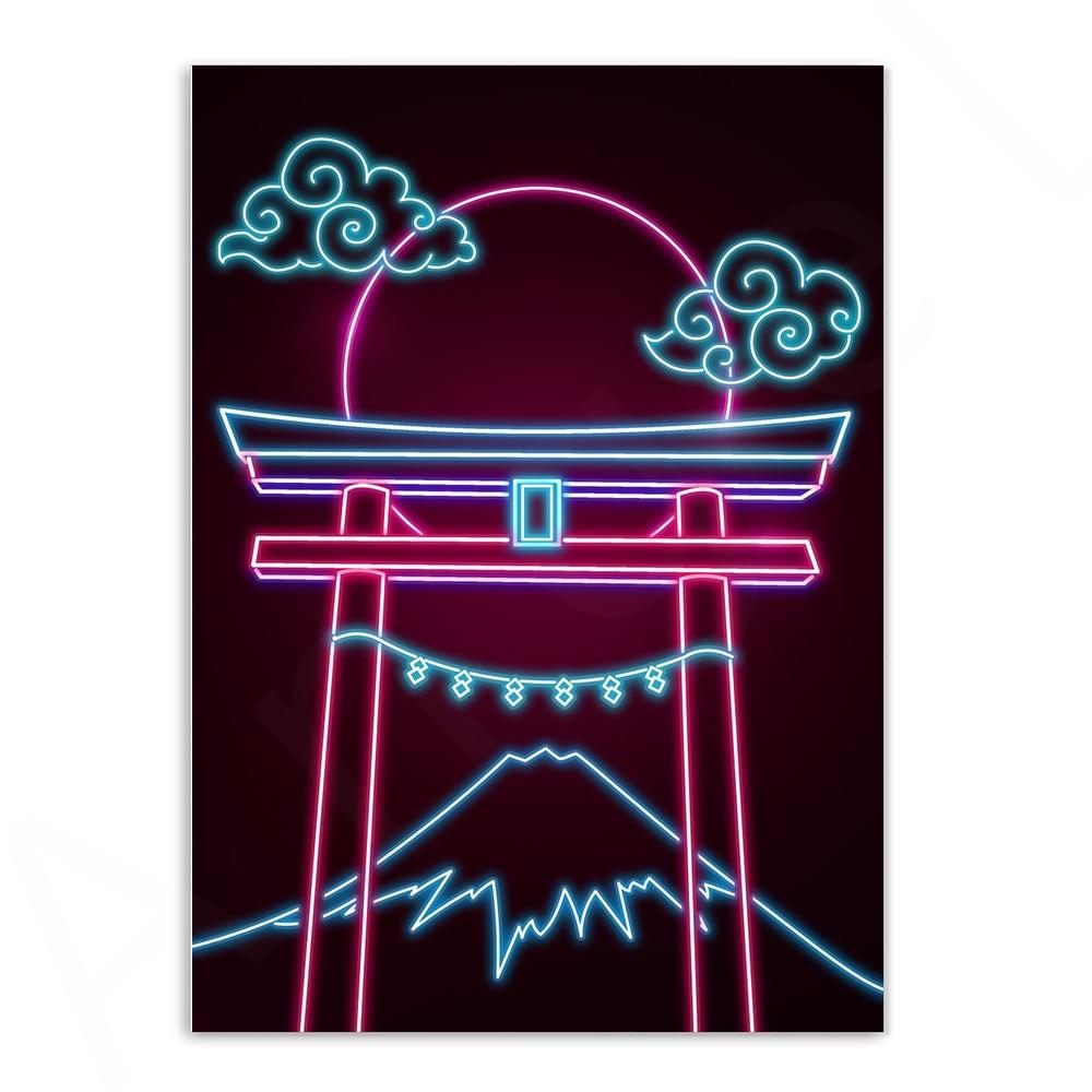 Various Neon Style Canvas Posters [Small Prints] - 21x30cm / Torii (Japanese Gate) - Femboy Fatale