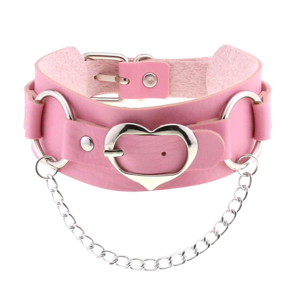 Pink Leather Gothic Choker Collection - Style 18 Choker - Femboy Fatale