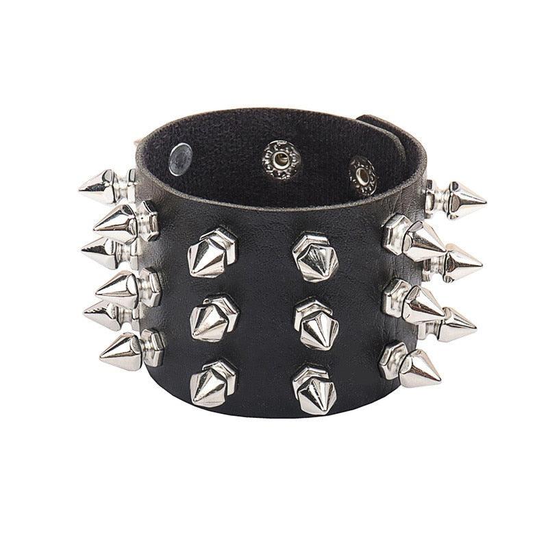 Black Leather Gothic Bracelet Collection - Bracelet - Femboy Fatale