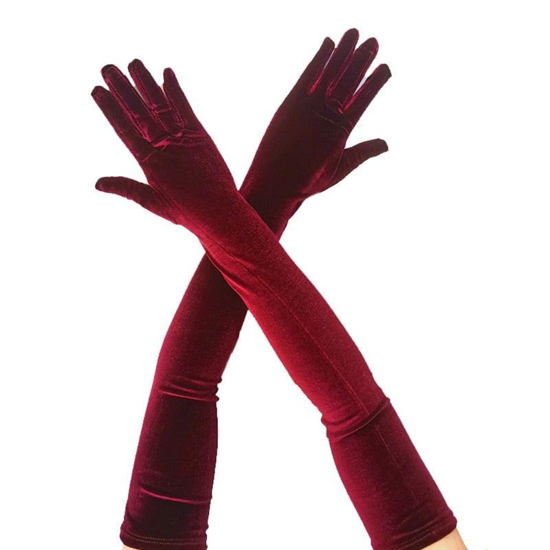 Evening Dress Gloves - Burgundy - 65cm Gloves - Femboy Fatale