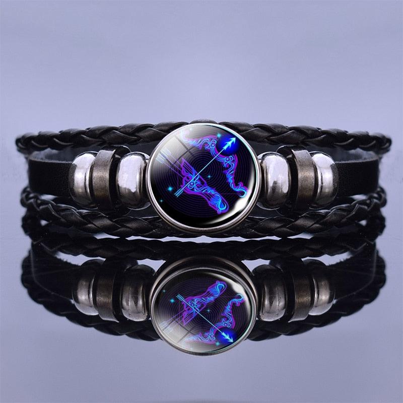 Zodiac Leather Bracelet Collection - Sagittarius Blue Bracelet - Femboy Fatale