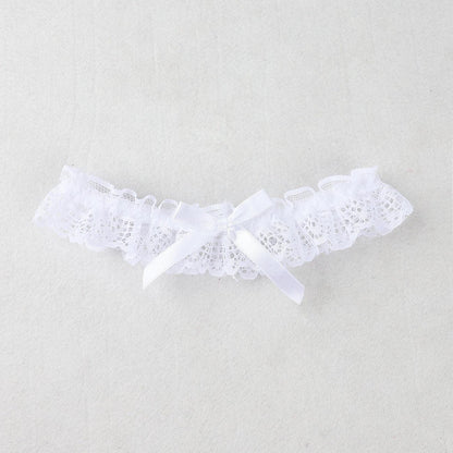 Lace Garters with Ribbon - White Garters - Femboy Fatale