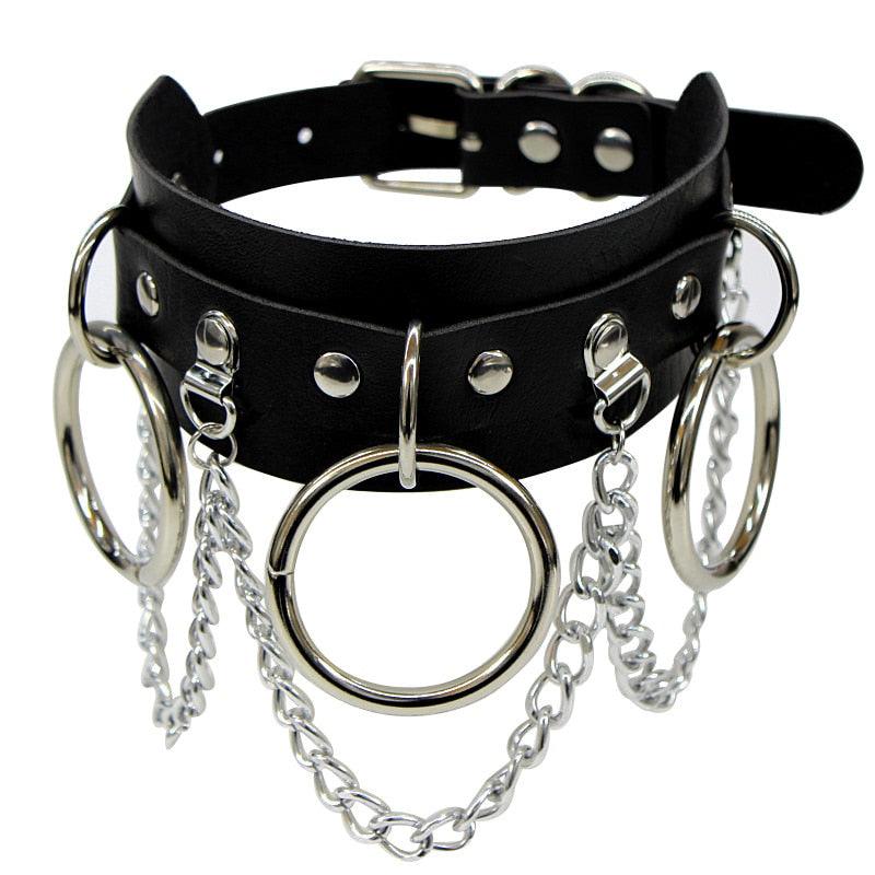 Black Leather Gothic Choker Collection - Choker - Femboy Fatale