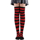 Thick Striped Thigh High Socks - Red & Black Accessory - Femboy Fatale