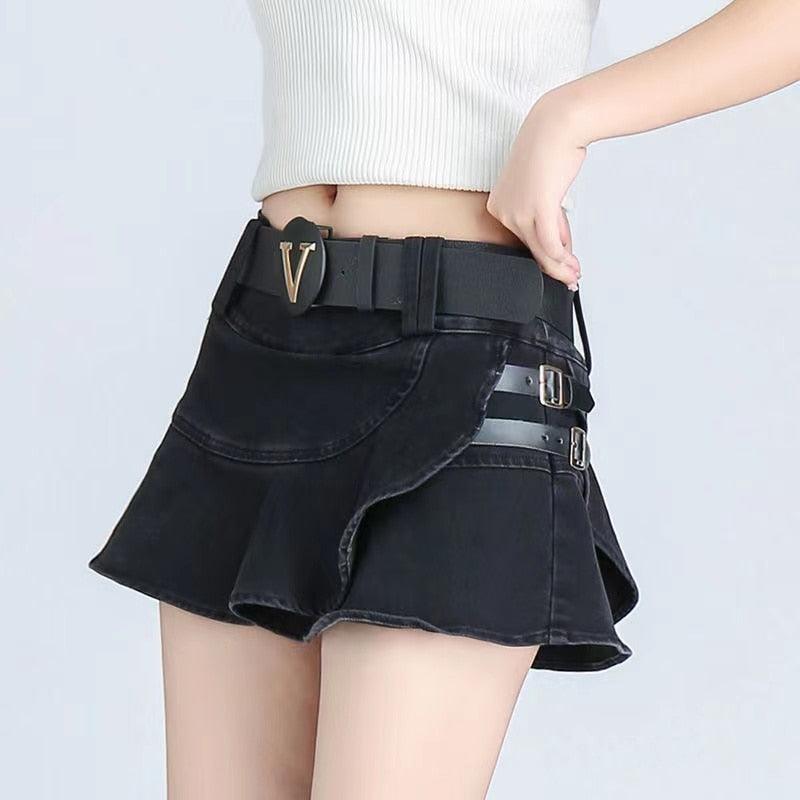 Goth Denim Skirt Collection - Black B / S Skirt - Femboy Fatale