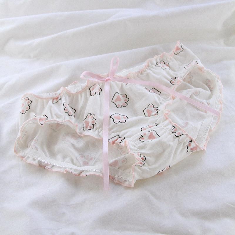 Kawaii Print Panties - Cat Paw Pattern / L Underwear - Femboy Fatale