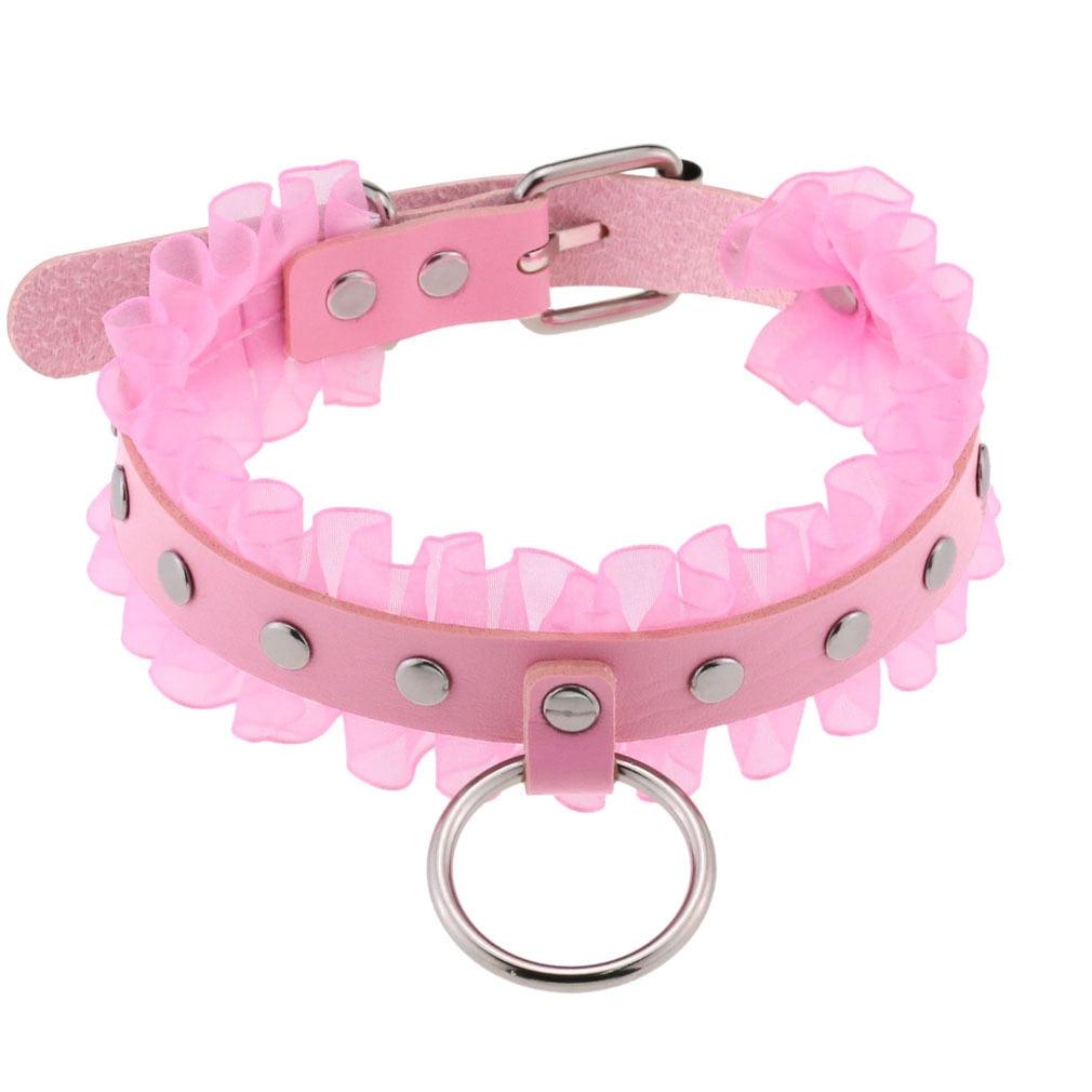 Pink Leather Gothic Choker Collection - Choker - Femboy Fatale