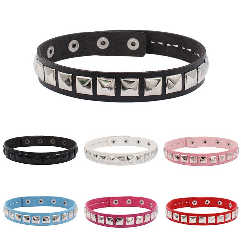 Colorful Studded Leather Chokers - Choker - Femboy Fatale