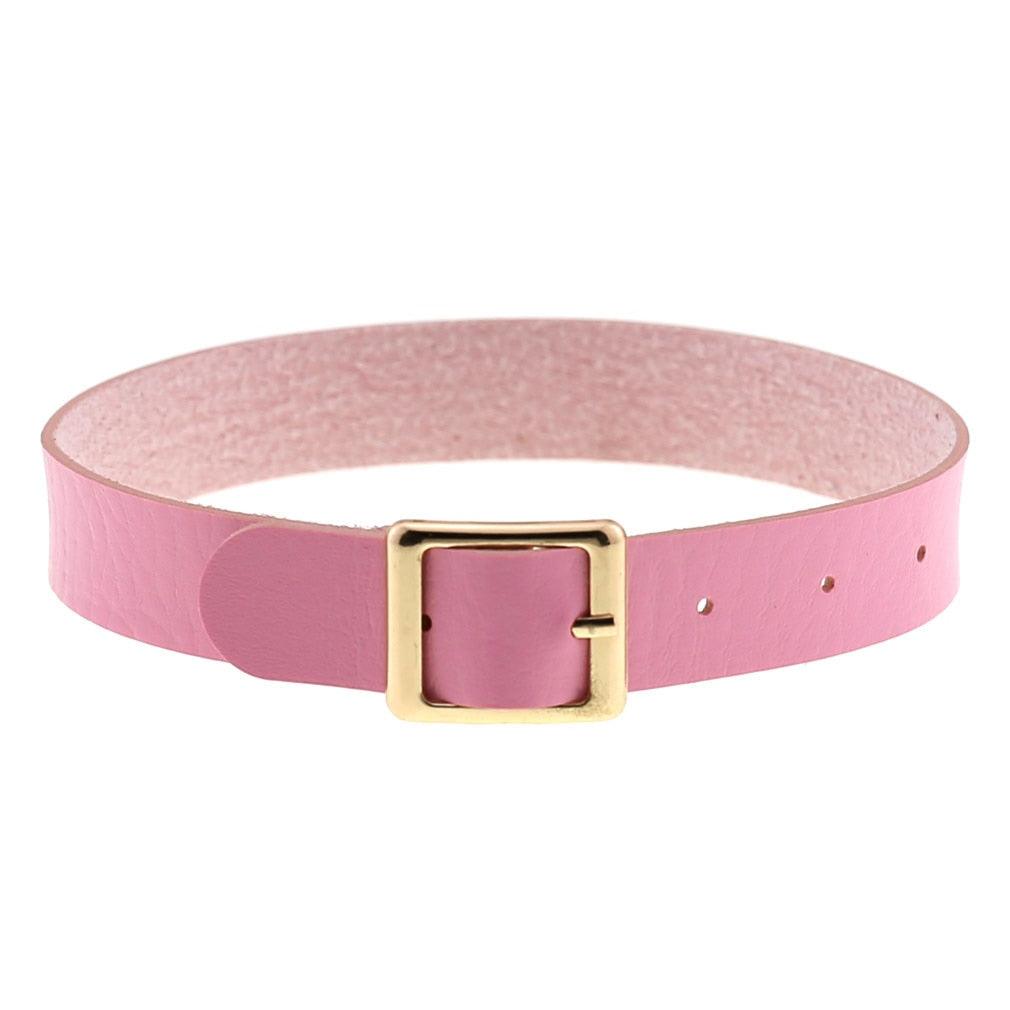 Pink Leather Gothic Choker Collection