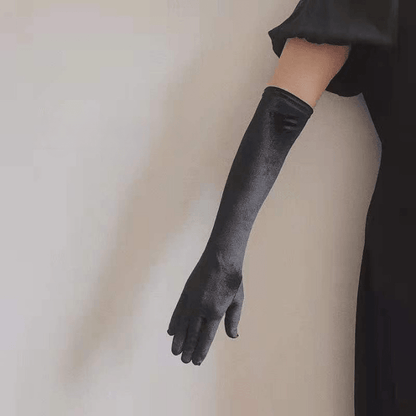Evening Dress Gloves - Black - 44cm Gloves - Femboy Fatale
