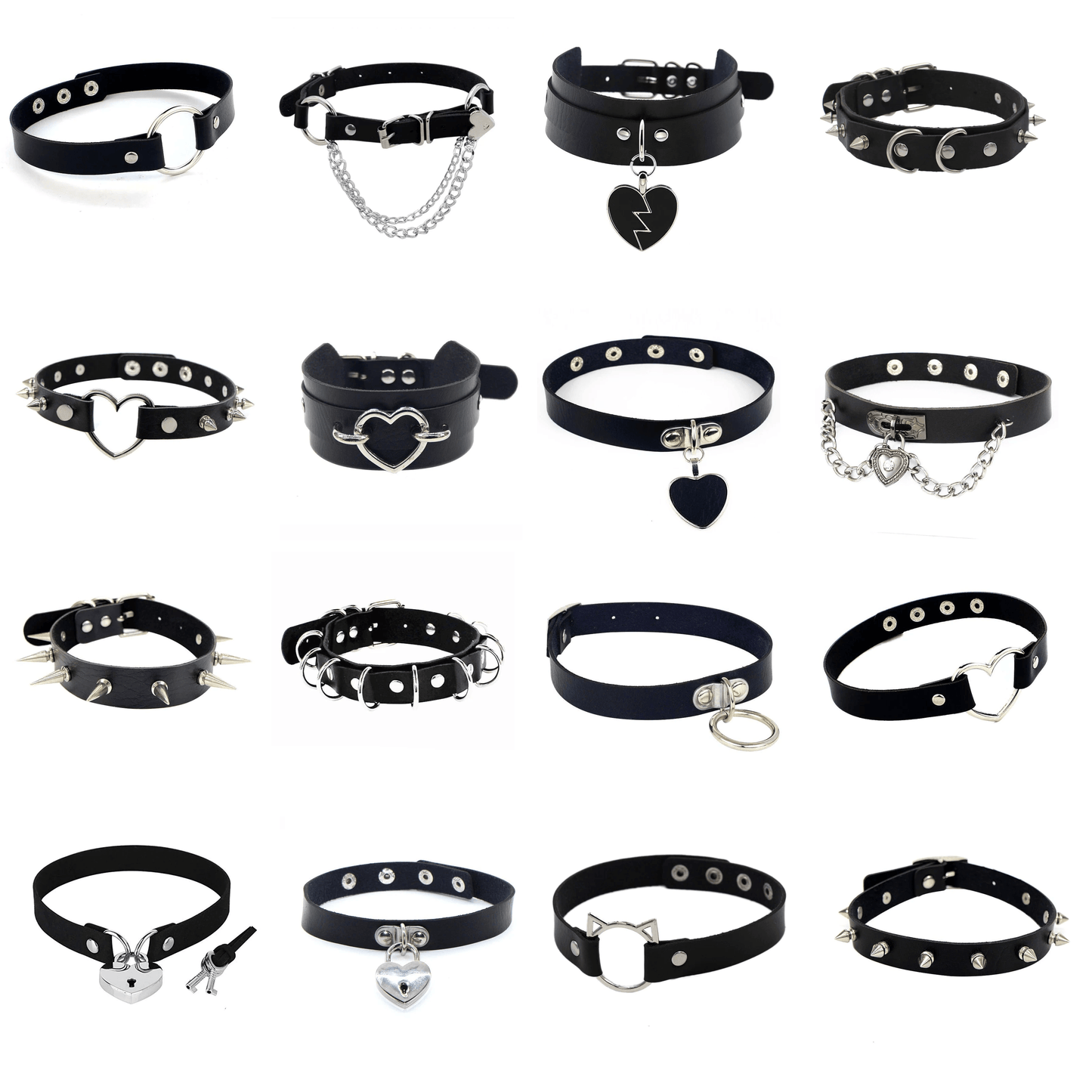 Black Leather Gothic Choker Collection - Choker - Femboy Fatale